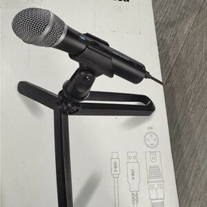 Audio Technica Black Microphone with Stand